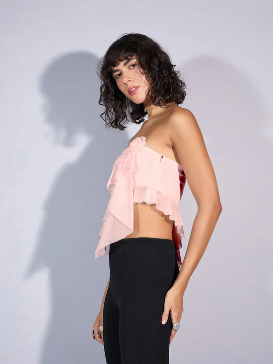 Women Pink Tube Crop Top-SFTOPS42050