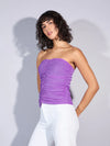 Women Purple Ruched Tube Top-SFTOPS42052