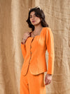 Women Orange Square Neck Front Open Top-SFTOPS42060