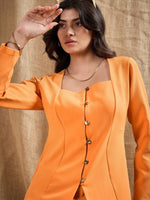 Women Orange Square Neck Front Open Top-SFTOPS42060