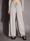 Women Grey Melange Rib Polo Neck Top With Drawstring Pants-SFTOPS42070_SFPANT50885