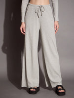 Women Grey Melange Rib Polo Neck Top With Drawstring Pants-SFTOPS42070_SFPANT50885