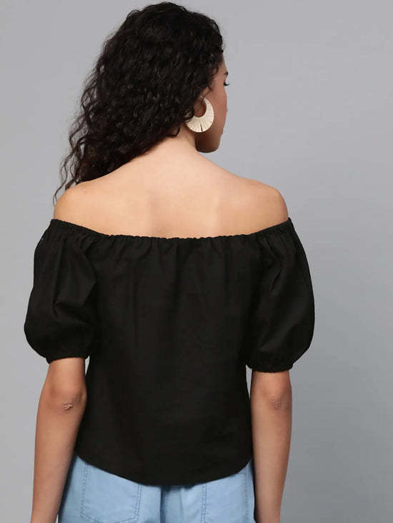 Black Off Shoulder Top-SFTOPS4746XS