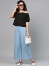 Black Off Shoulder Top-SFTOPS4746XS