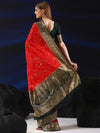 Saree Mall Women's  Blend Red Woven Design Designer Saree With Blouse Piece-SGITRIUS01A