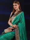 Saree Mall Women's  Blend Teal Blue Woven Design Designer Saree With Blouse Piece-SGITRIUS01B