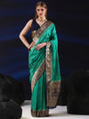 Saree Mall Women's  Blend Teal Blue Woven Design Designer Saree With Blouse Piece-SGITRIUS01B