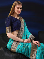 Saree Mall Women's  Blend Light Blue Woven Design Designer Saree With Blouse Piece-SGITRIUS01G