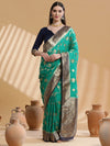 Saree Mall Women's  Blend Teal Blue Woven Design Designer Saree With Blouse Piece-SGITRIUS02B