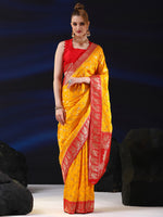 Saree Mall Women's  Blend Yellow Woven Design Designer Saree With Blouse Piece-SGITRIUS03C