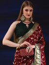 Saree Mall Women's  Blend Maroon Woven Design Designer Saree With Blouse Piece-SGITRIUS03E