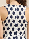 Navy Polka Deep Cut Sleeveless Dress