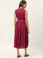 Purple Sleeveless Gathered Dress