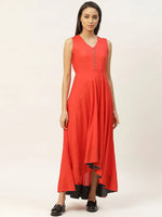 Red High Low Anarkali Maxi Dress