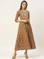 Grey Floral Zari Embroidery Anarkali Dress