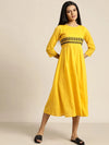 Yellow Waist Embroidered Anarkali Dress