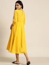 Yellow Waist Embroidered Anarkali Dress