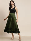 Green Flock Print Sweetheart Neck Anarkali Maxi