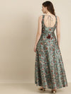 Olive Floral Sweetheart Anarkali Maxi Dress