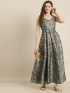 Olive Floral Sweetheart Anarkali Maxi Dress