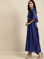 Royal Blue Chanderi Lace Kaftan With Slip