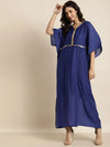 Royal Blue Chanderi Lace Kaftan With Slip