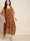 Women Mustard Patola Kaftan With Slip