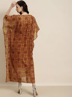 Women Mustard Patola Kaftan With Slip