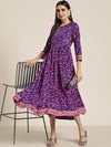 Women Purple Floral Anarkali Dress