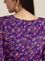 Women Purple Floral Anarkali Dress