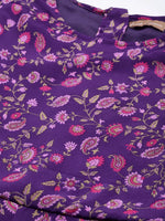 Women Purple Floral Anarkali Dress