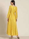 Women Mustard Gota Detail Anarkali Maxi Dress