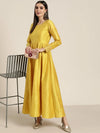 Women Mustard Gota Detail Anarkali Maxi Dress