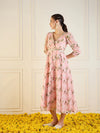 Women Peach Floral Anarkali Maxi Dress-SHDRS12274