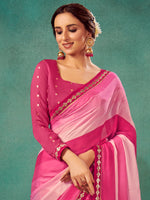 Saree Mall Women's Chiffon Pink Embellished Designer Saree With Blouse Piece-SHIVIKA2001