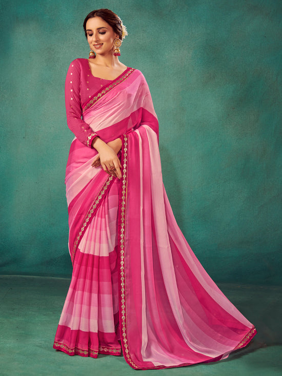 Saree Mall Women's Chiffon Pink Embellished Designer Saree With Blouse Piece-SHIVIKA2001