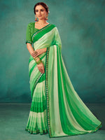 Saree Mall Women's Chiffon Green Embellished Designer Saree With Blouse Piece-SHIVIKA2003