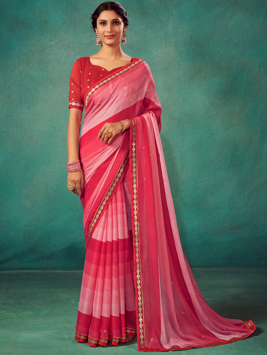 Saree Mall Women's Chiffon Pink Embellished Designer Saree With Blouse Piece-SHIVIKA2004