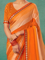 Saree Mall Women's Chiffon Orange Embellished Designer Saree With Blouse Piece-SHIVIKA2005