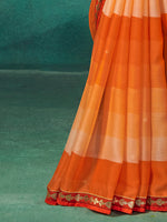 Saree Mall Women's Chiffon Orange Embellished Designer Saree With Blouse Piece-SHIVIKA2005