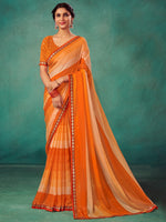 Saree Mall Women's Chiffon Orange Embellished Designer Saree With Blouse Piece-SHIVIKA2005