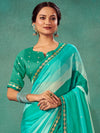 Saree Mall Women's Chiffon Teal Blue Embellished Designer Saree With Blouse Piece-SHIVIKA2006