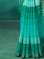 Saree Mall Women's Chiffon Teal Blue Embellished Designer Saree With Blouse Piece-SHIVIKA2006