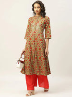 Grey Floral Zari Embroidery Front Open Kurta