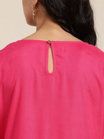 Fuchsia Zari Embroidered Liva Kurta