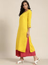 Yellow Sleeve Embroidered Liva Kurta