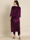 Purple Velvet Hem Zari Embroidered Kurta