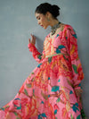 Women Pink Floral Sweetheart Neck Anarkali Kurta-SHKUR00442