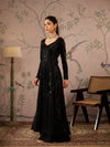 Women Black Sequins Sweetheart Neck Anarkali Kurta-SHKUR00454