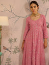 Women Pink Sequins Sweetheart Neck Anarkali Kurta-SHKUR00468